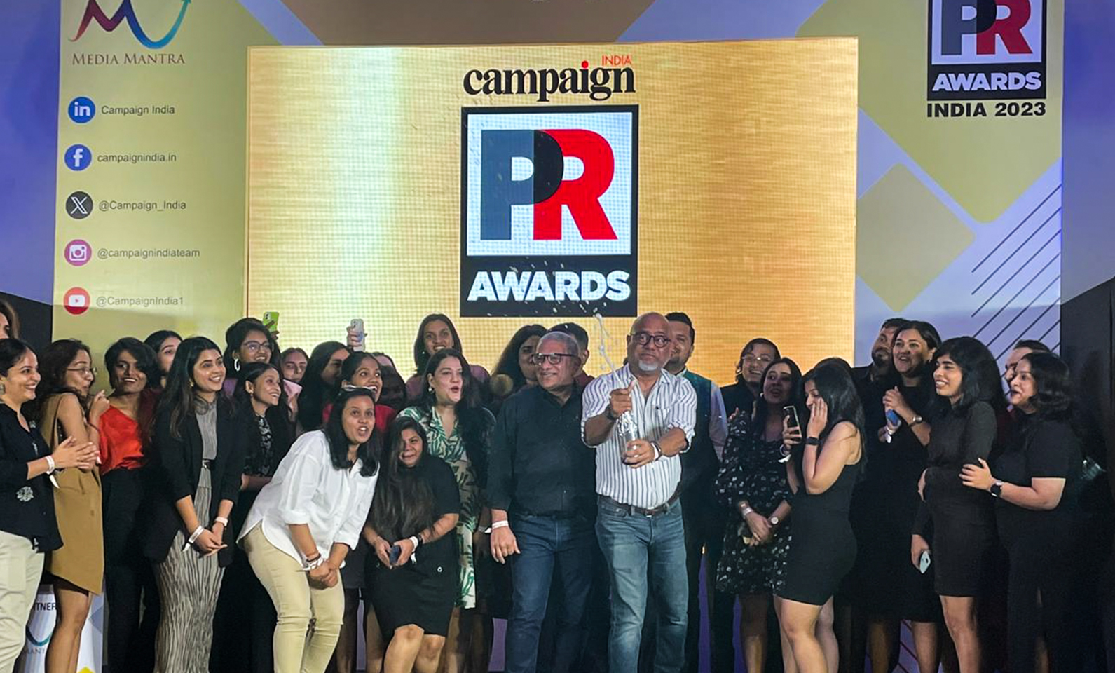 MSL India team on stage at 2023 Campaign PR Awards India