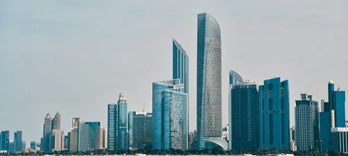 Abu Dhabi skyline, representing MSL's Abu Dhabi market presence
